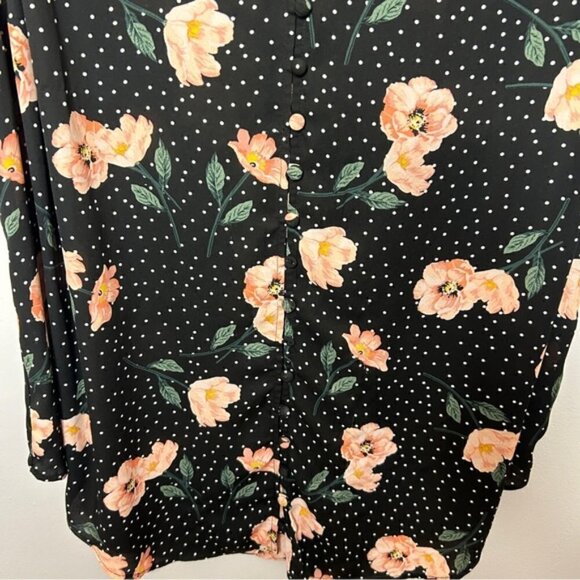 Torrid Harper Floral Polka Dot Sleeveless Blouse 3X Black Peach Tiny Flaw - Picture 6 of 14